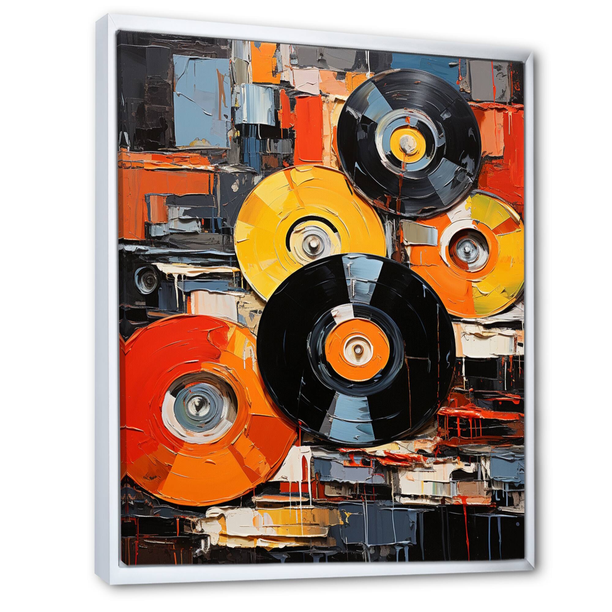 Designart "Colorful Vinyl Melodies II" Vinyl Records Framed Wall Art